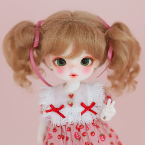 [5-6&quot;] Ribbon twintails (Mohair)Blond / Ash / Brown / Pink