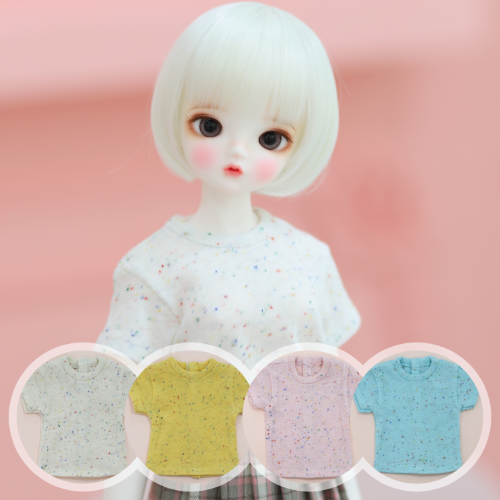 [Mini/Enfant] Popping candy short sleeved T-shirtWhite/Ivory/Mustard/Pink/Sky blue